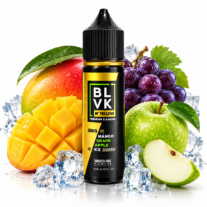 BLVK Mango Grape Apple 60ml Yellow Freebase – frasco de líquido sabor manga, uva e maçã com ice