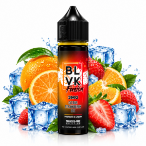 BLVK Citrus Strawberry Ice 60ml Fusion Freebase – frasco de líquido sabor morango, frutas cítricas e ice