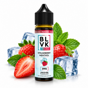 BLVK Strawberry Menthol 60ml Original Freebase – frasco de líquido sabor morango com mentol