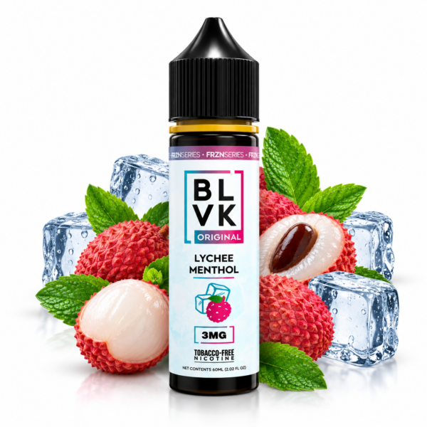BLVK Lychee Menthol 60ml Original Freebase – frasco de líquido sabor lichia com mentol