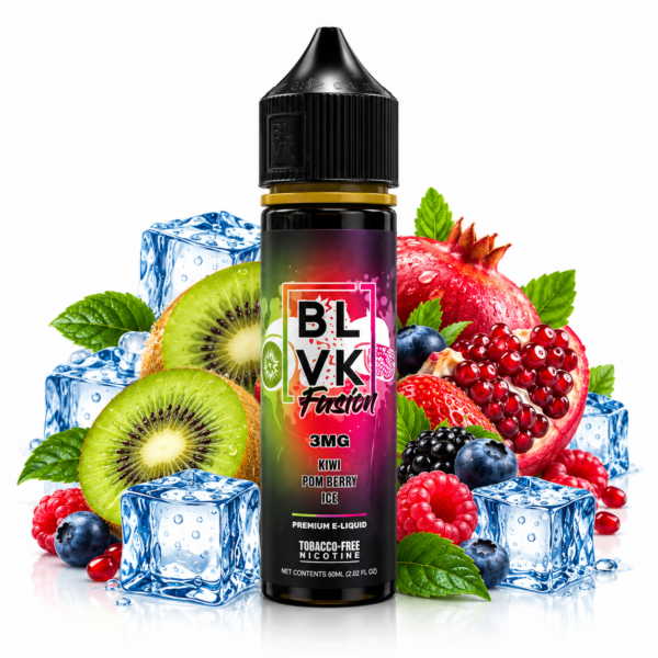 BLVK Kiwi Pom Berry Ice 60ml Fusion Freebase – frasco de líquido sabor kiwi, romã e frutas vermelhas com ice