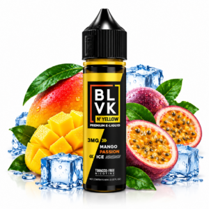 BLVK Mango Passion 60ml Yellow Freebase – frasco de líquido sabor manga e maracujá